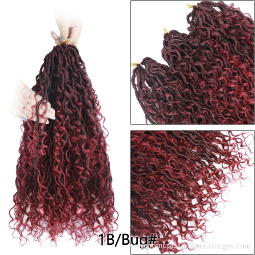 Ombre Color 14 18 Inch Curly Faux Locs Crochet Hair Extensions River Locs Crochet Goddess Faux Locs Braid
